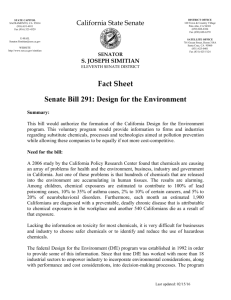 SB 291 "Fact Sheet" - State Senator Joe Simitian