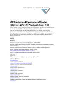 VCE Outdoor and Environmental Studies Resources 2012-2016
