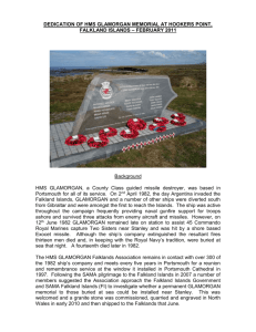 dedication of hms glamorgan memorial at hookers point, east falkland