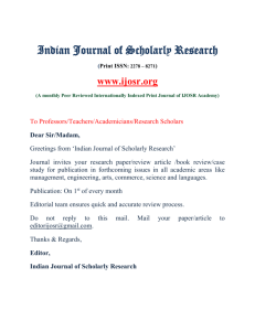 Indian Journal Of Scholarly Research