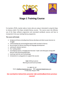 Stage 1 Training Course For teachers, RTLB`s, teacher aides or