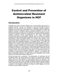 Control and Prevention of Antimicrobial Resistant Organisms in HCF
