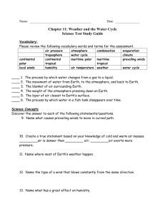Name: Date: Chapter 11: Weather and the Water Cycle Science Test