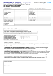 Head and Neck Fast Track Referral Forms for GDPs