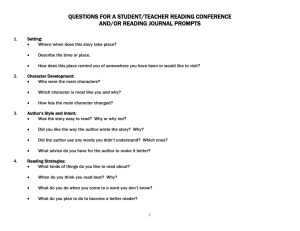 QUESTIONS FOR A STUDENT/TEACHER READING CONFERENCE