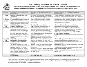 Level 2 Weekly Overview for Mentor Teachers
