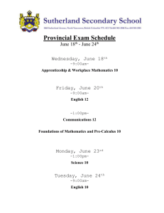 Provincial Exam Schedule