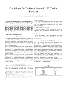Paper Format - University of Engineering and Technology, Taxila