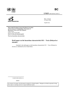 Draft paper on the hazardous characteristic H11