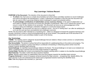 Key Learnings / Actions Record