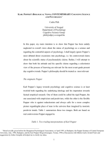 Karl Popper`s biological views contemporary cognitive science and