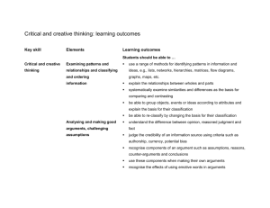Critical and creative thinking: learning outcomes