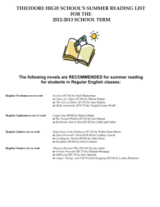 THEODORE HIGH SCHOOL`S SUMMER READING LIST FOR THE
