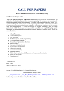 CALL FOR PAPERS Journal of Artificial Intelligence in Electrical