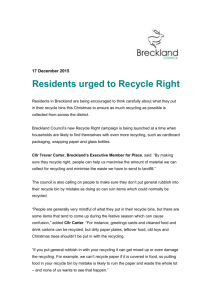 17 December 2015 Residents urged to Recycle Right Residents in