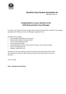Manager Information Package - Sunshine Coast Hockey Association