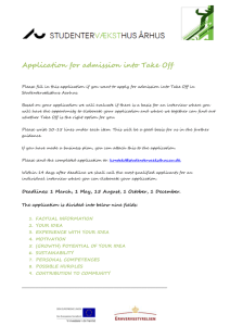 Application for admission into Take Off
