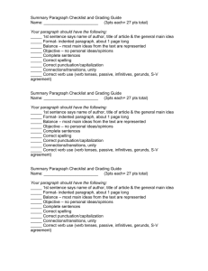 Summary Paragraph Checklist and Grading Guide ESL11B