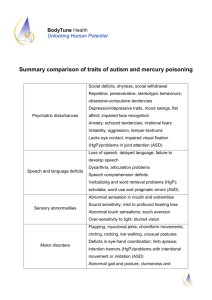 Summary comparison of traits of autism and mercury poisoning