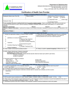 Certifcation of Health Care Provider