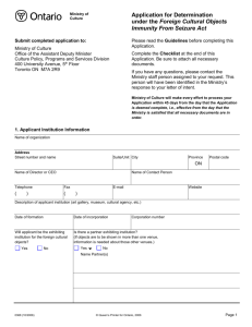 Application for Determination under the Foreign Cultural Objects