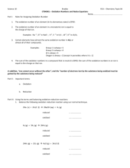 ASSIGNING OXIDATION NUMBERS WORKSHEET