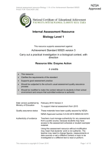 Level 1 Biology internal assessment resource