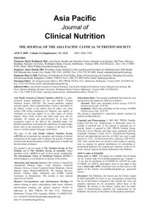 Invited Speakers - Asia Pacific Journal of Clinical Nutrition