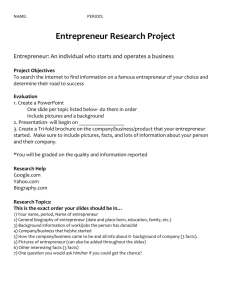 Entrepreneur Research Project