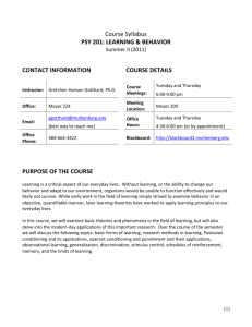 PSY 212: Learning & Behavior