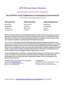NYU POSTDOCTORAL PROGRAM IN PSYCHOTHERAPY AND