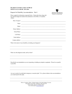 Disability Accommodations Form - Peabody Institute of The Johns