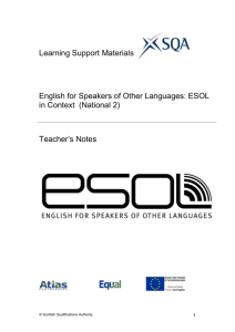 ESOL National 2 In Context Work Study Teacher Notes