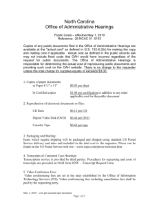 OAH Costs and User Fees - Office of Administrative Hearings