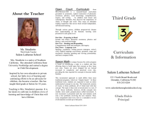 Third Grade Brochure - Salem Lutheran School