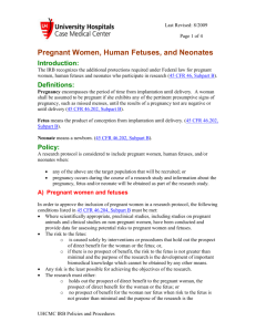 Pregnant Women, Human Fetuses, and Neonates