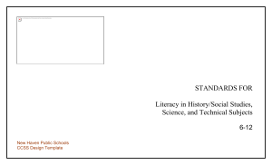 Writing Standards for Literacy in History/Social Studies, Science