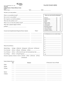 Frist Clinic – New Patient Medical History Intake Sheet