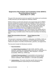 Epigenomic Data Analysis and Coordination (EDAC