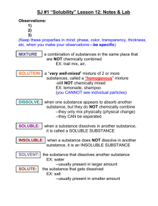 SJ #14 “Lesson 12 Notes: Solubility”