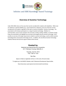 Infinitec and ISBE Knowledge-based Trainings Overview of Assistive