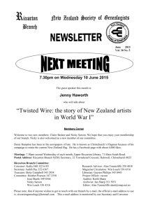 June 20 - New Zealand Society of Genealogists