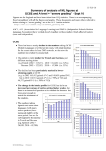 Summary of analysis of ML figures at GCSE and Alevel Sept 10