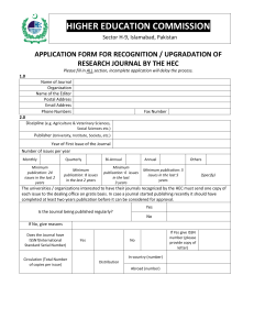 Application form for HEC recognized Journals
