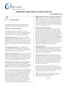 PRIMARY MONTHLY TEAM UPDATE November 2011 Notes & Info