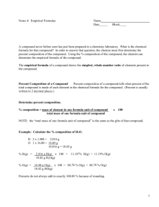 Notes 4: Empirical Formulas
