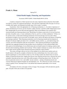 ECON 690. Global Health Supply, Financing, and