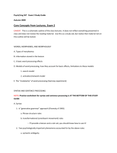 Psych/Ling 347 Exam 2 Study Guide Autumn 2009 Core Concepts