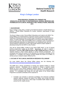King`s College London NIHR RESEARCH TRAINING FELLOWSHIP