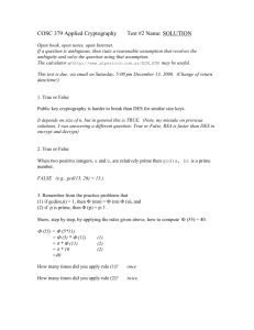 Some practice questions for Test #2, Cryptography